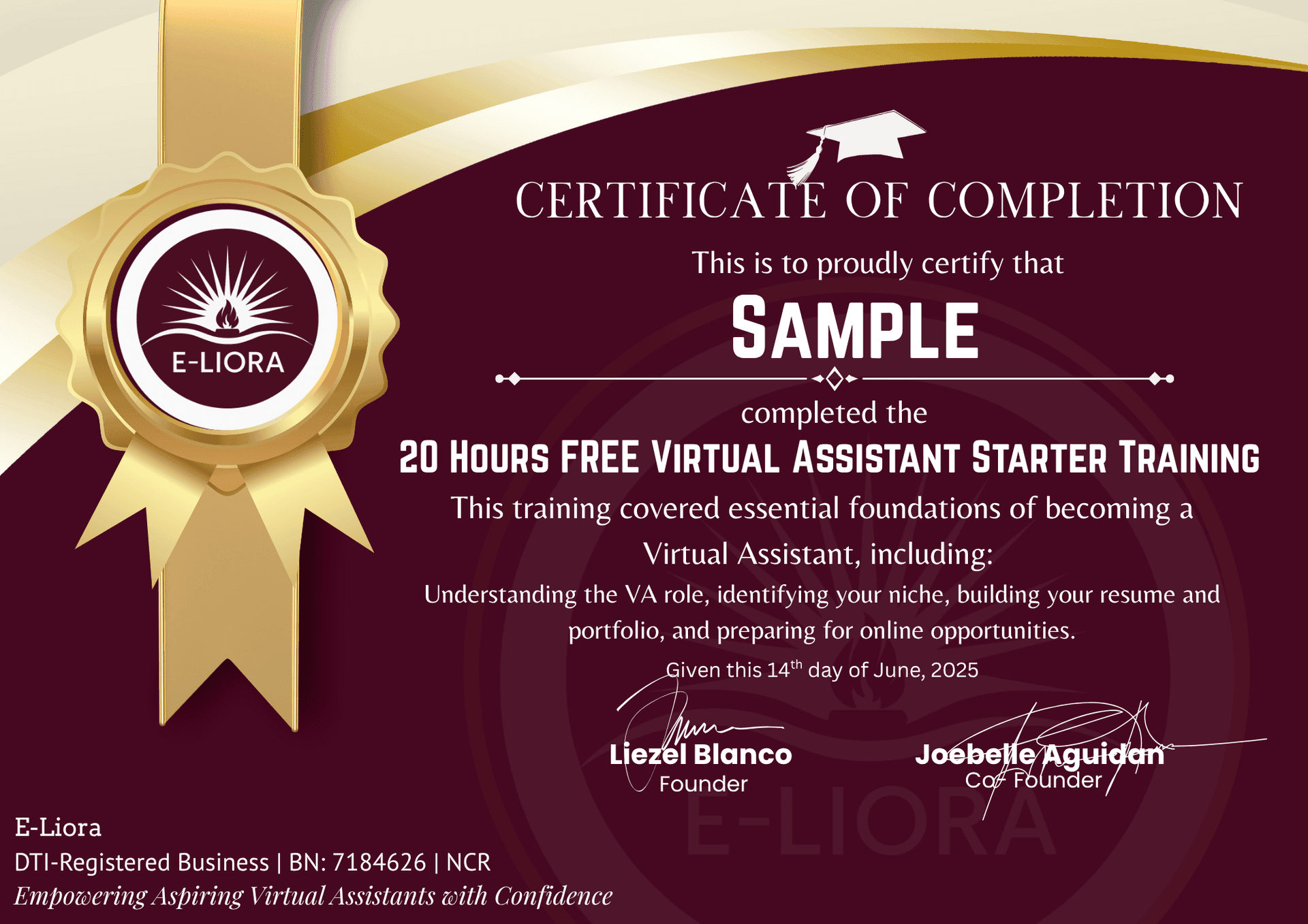 Certificate of Completion 