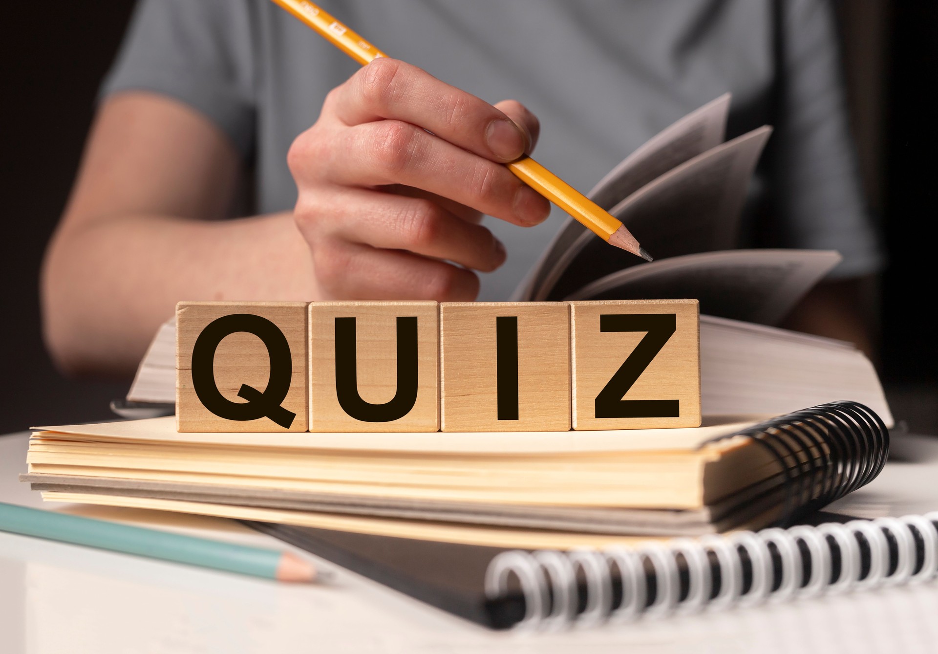 Quiz or quizz word, inscription. test and education concept